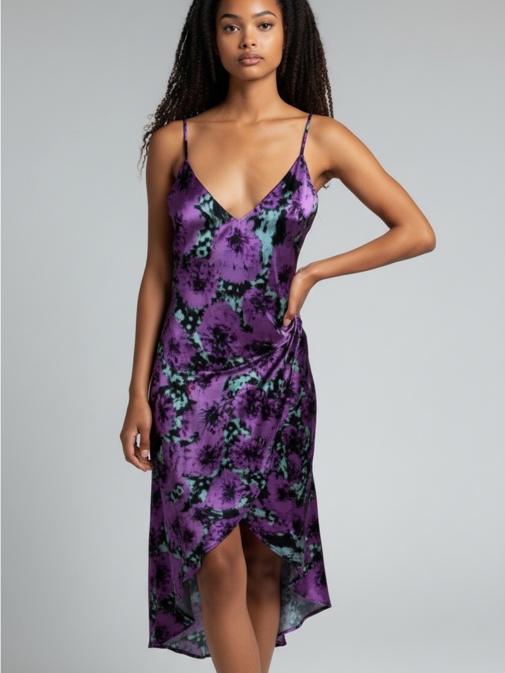 fleur du mal NEW Pink Floral 100% Silk Strappy Back FDM Handkerchief Dress 2